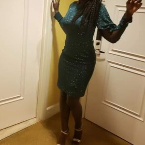 Calvin Klein Green Long Sleeve Knee Length Dress